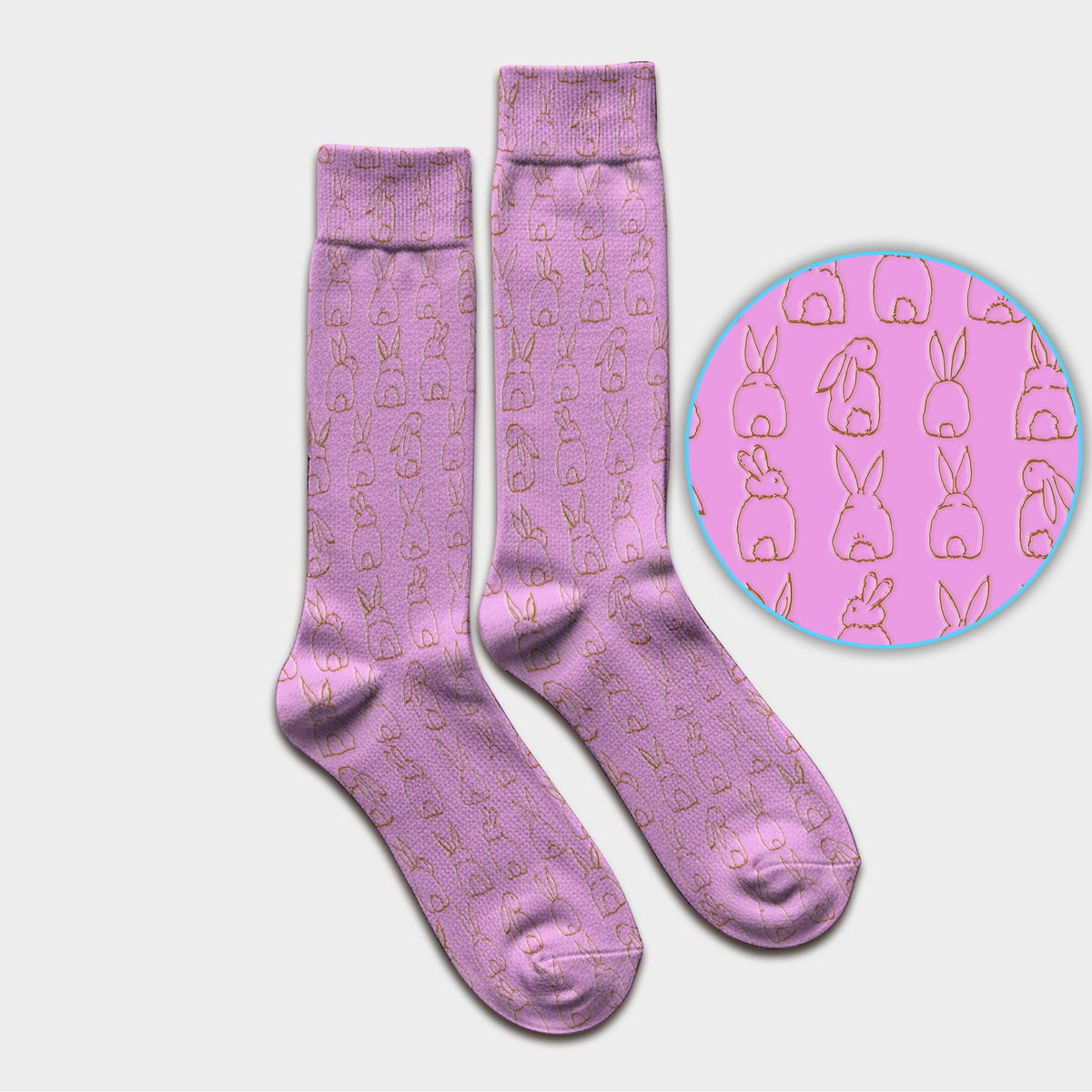 Cartoon Bunny Line Art Nurse Socks