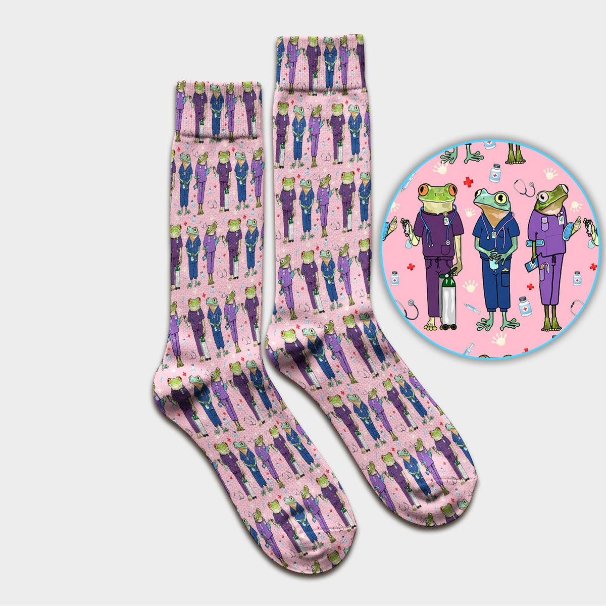 Frog Print Nurse Socks