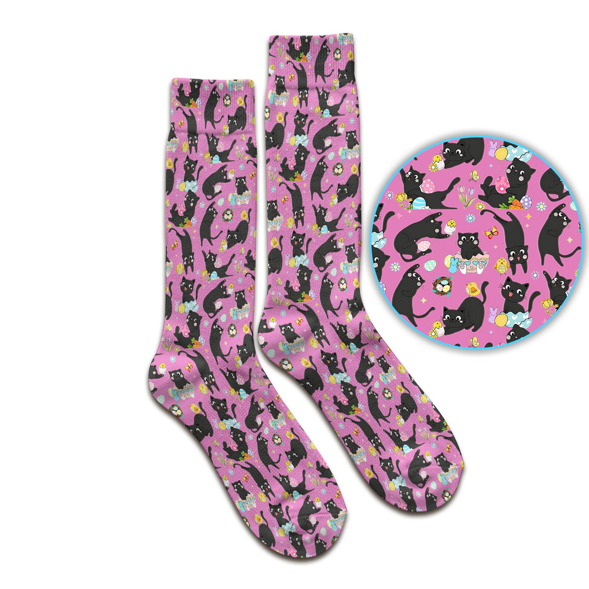 Black Cat Easter Egg Nurse Socks