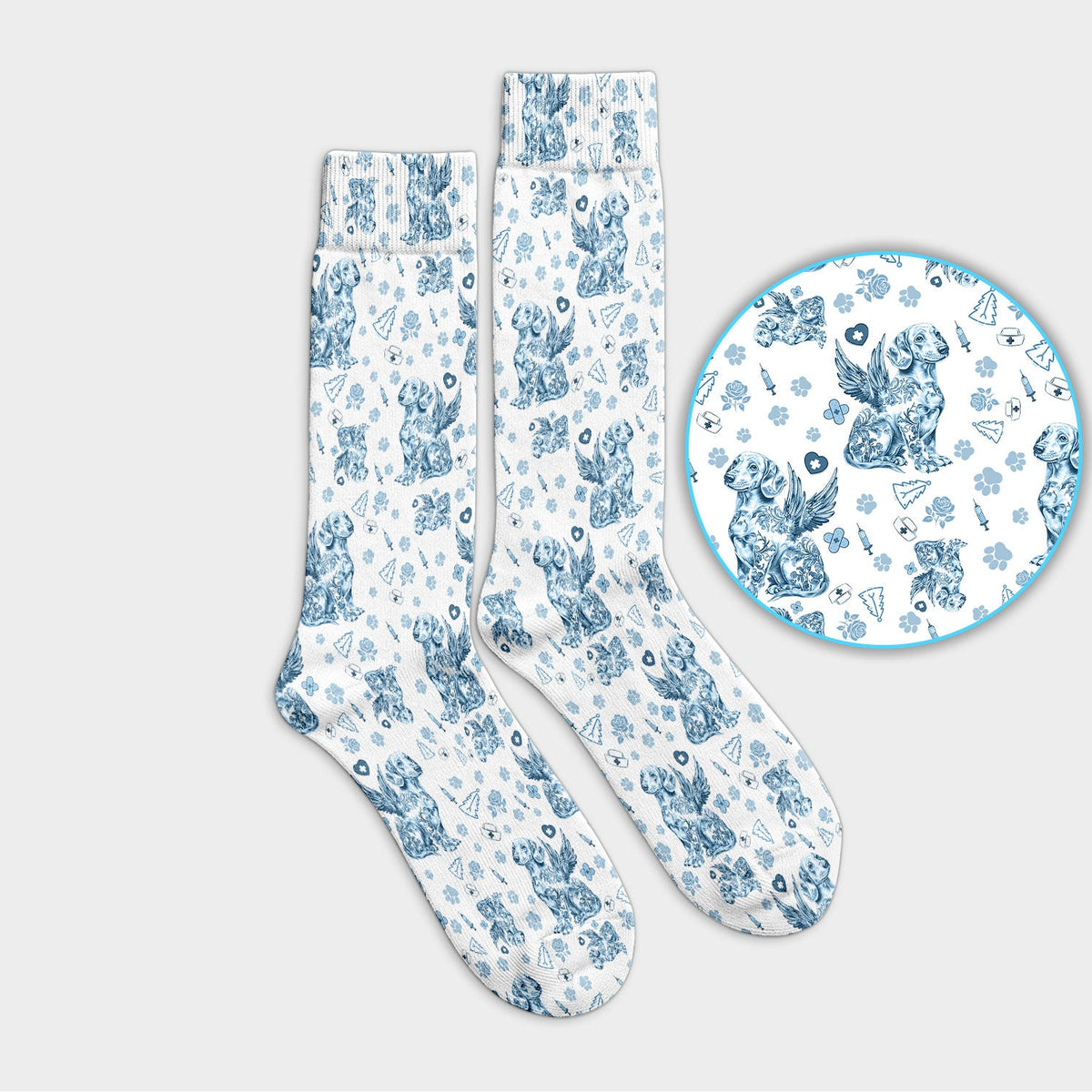 Toile De Jouy Dachshund Angel Nurse Socks