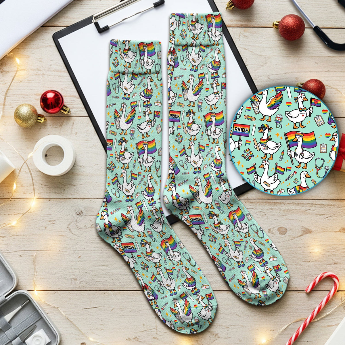 LGBT Pride Nurse Duck Socks