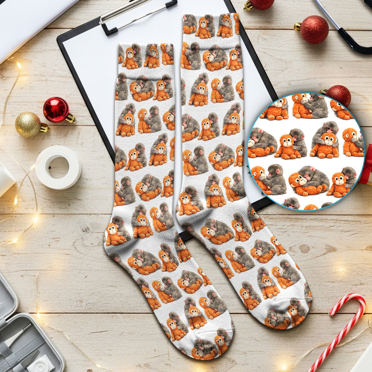 Cute Baby Monkey Plush Toy Nurse Socks
