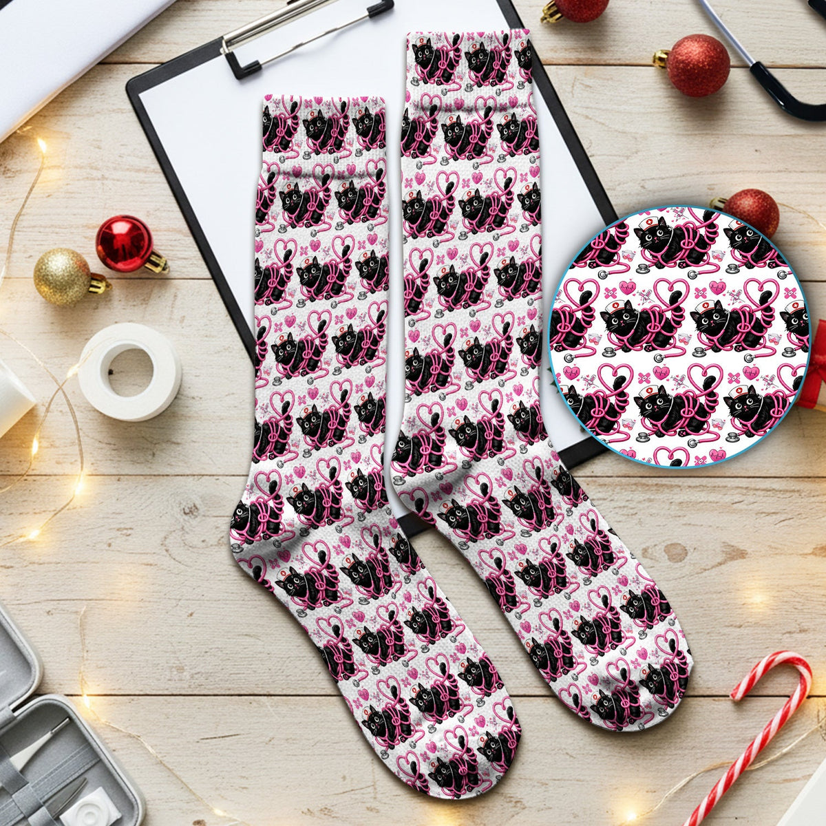 Valentine Cat Nurse Heart Socks