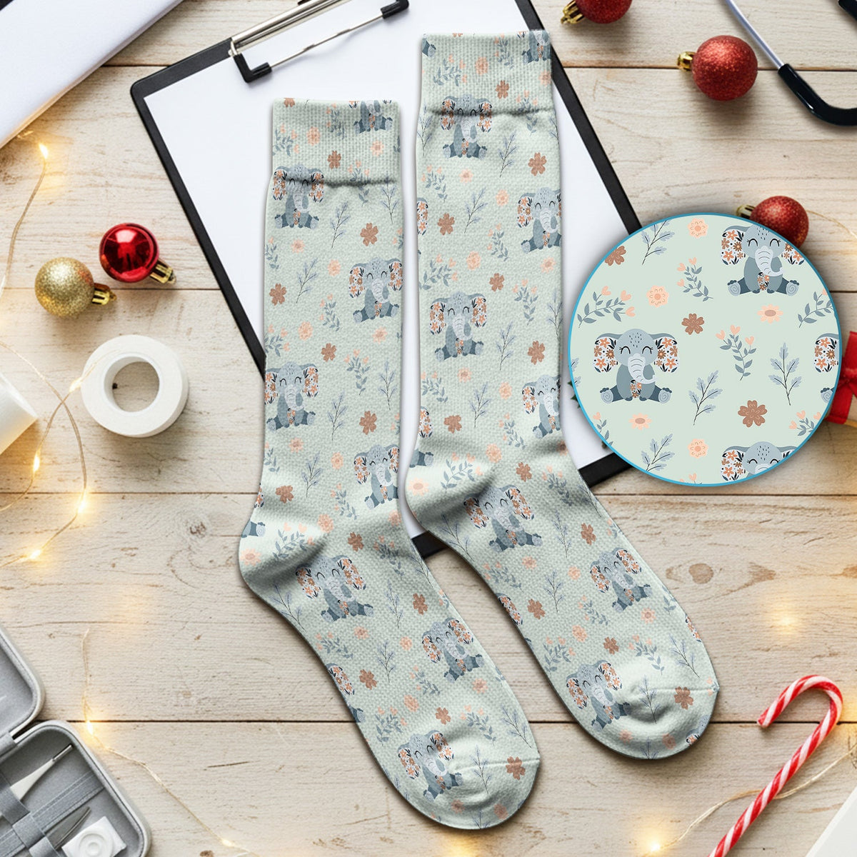 Elephant Floral Nurse Socks