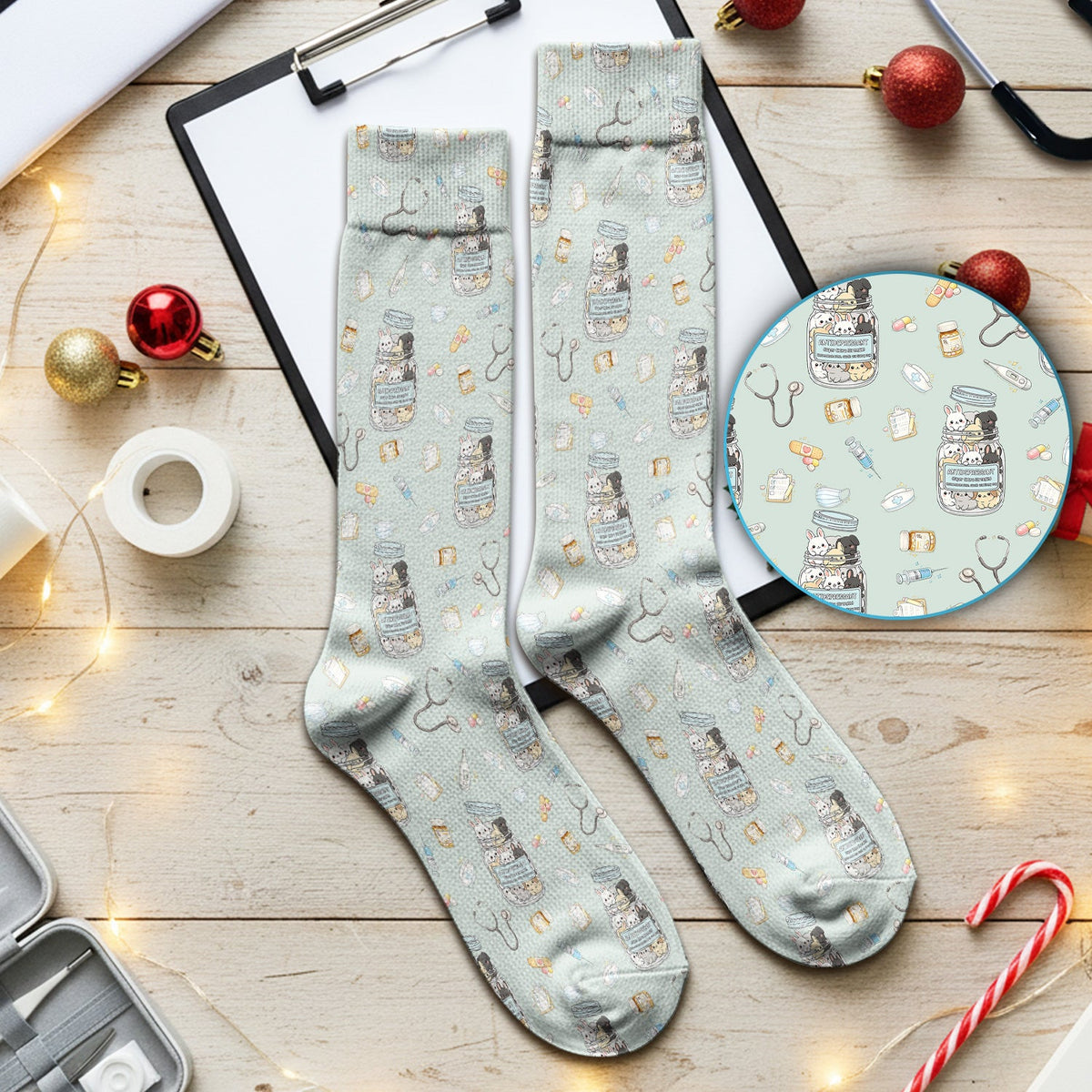 Whimsical Antidepressant Rabbit Jar Nurse Socks