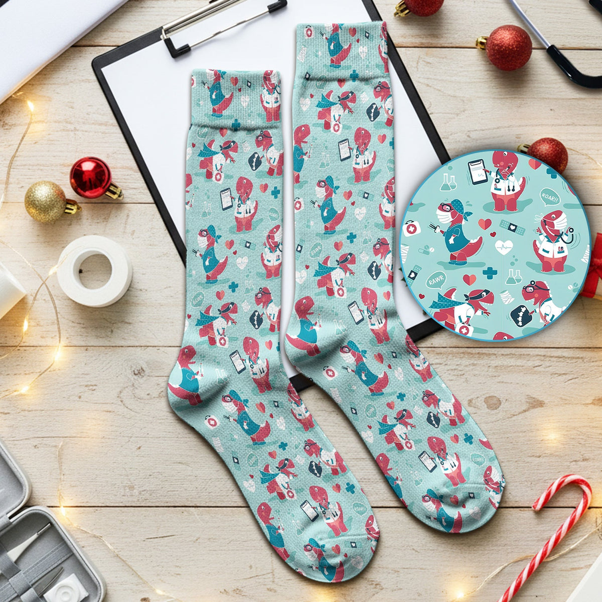 Dinosaur Doctor Nurse Socks