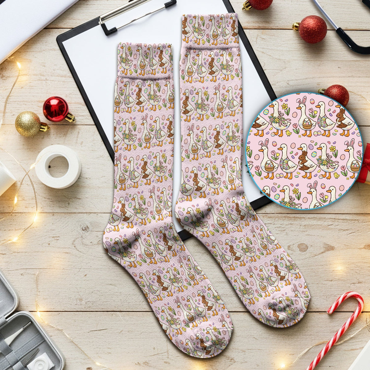 Duck Bunny Egg Floral Nurse Socks - Easter Gift