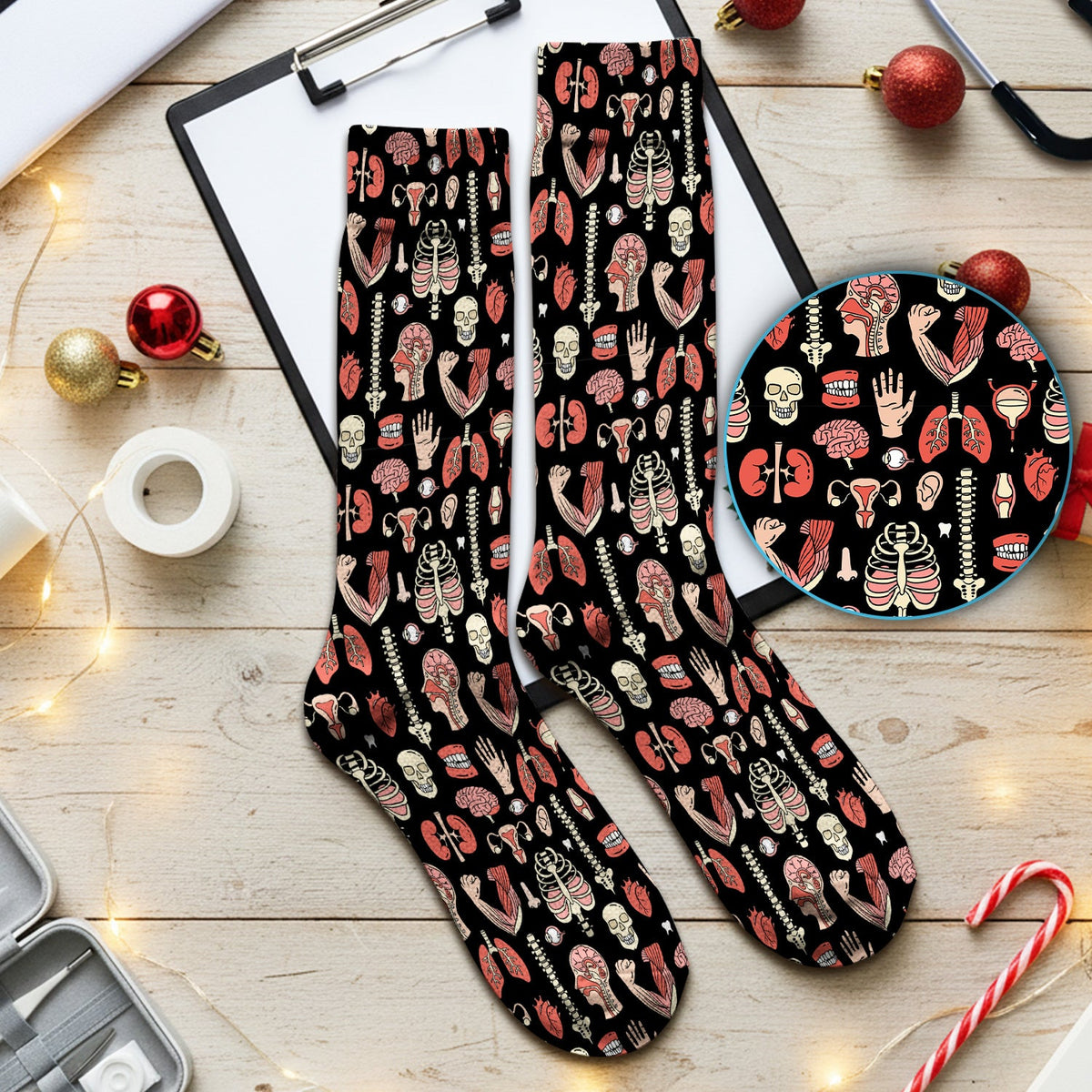 Human Anatomy Body Parts Nurse Socks