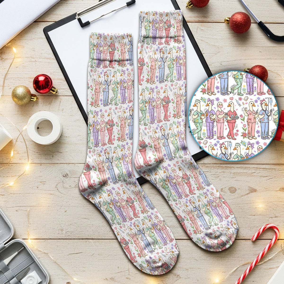 Goose Characters Floral Nurse Socks