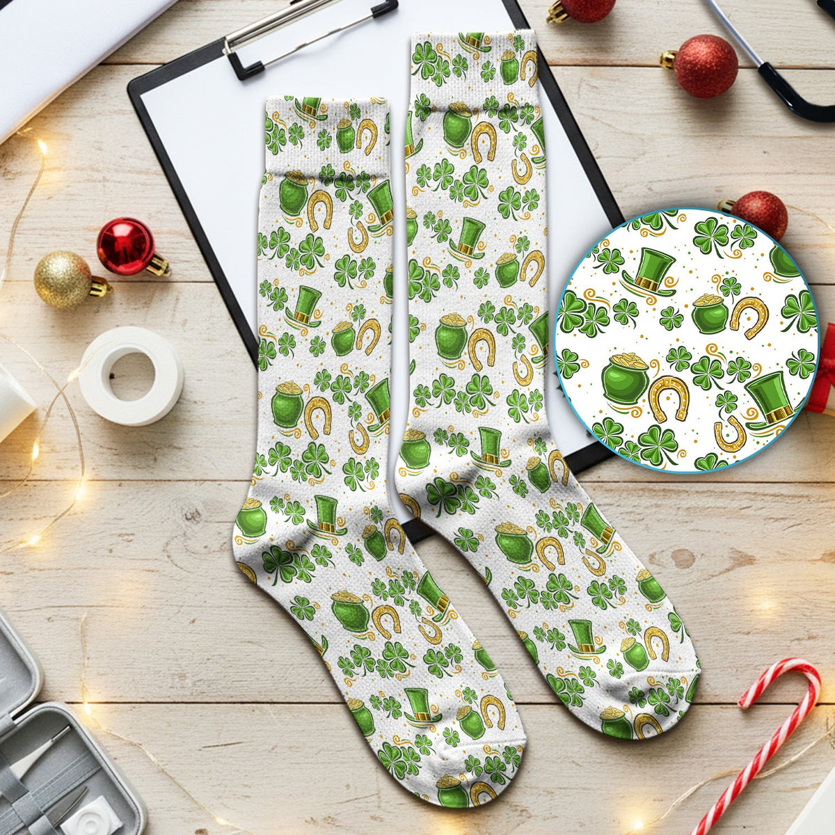 St Patrick Shamrock Nurse Socks