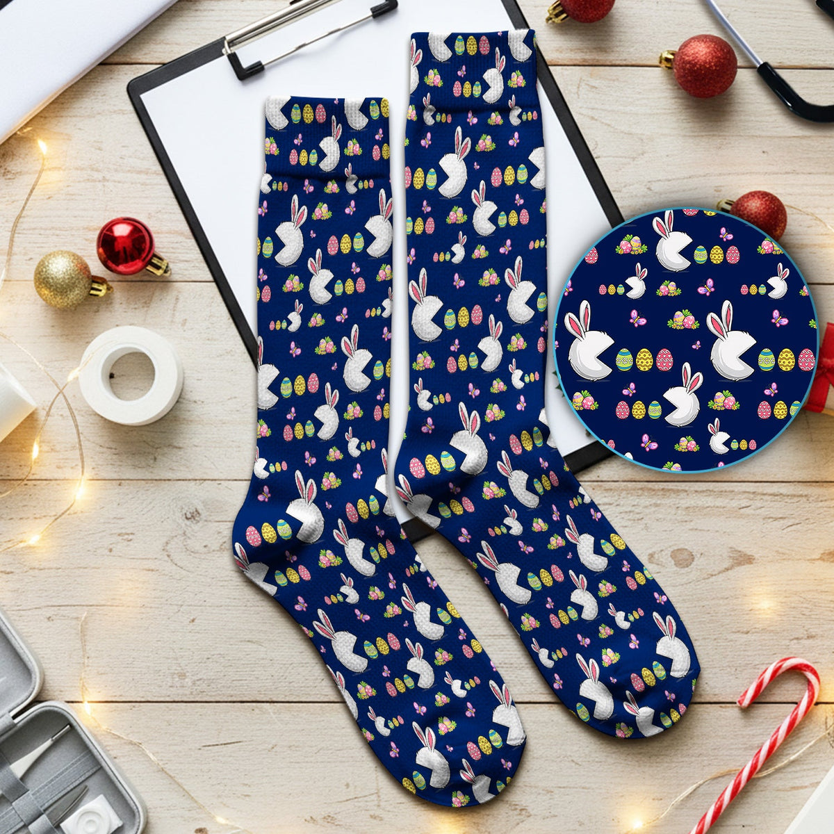 Bunny Colorful Eggs Nurse Socks - Easter Gift