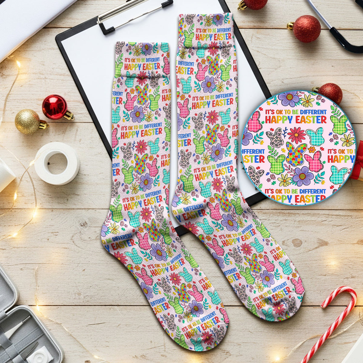 Bunny Floral Nurse Socks - Easter Gift