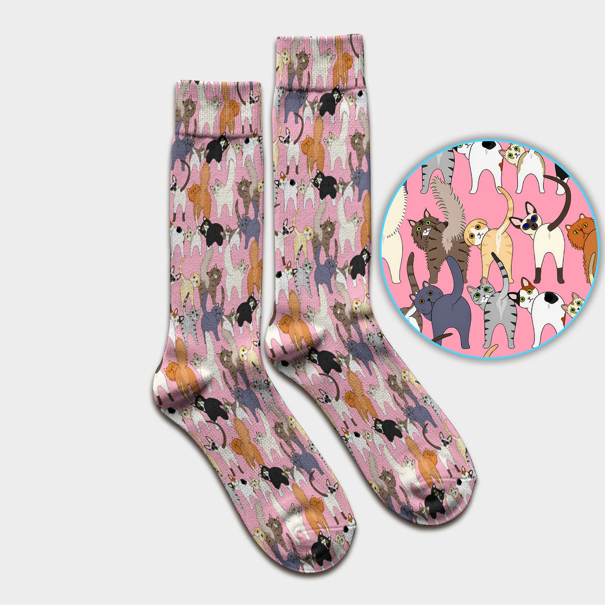 Whimsical Multicolor Cat Cartoon Nurse Socks