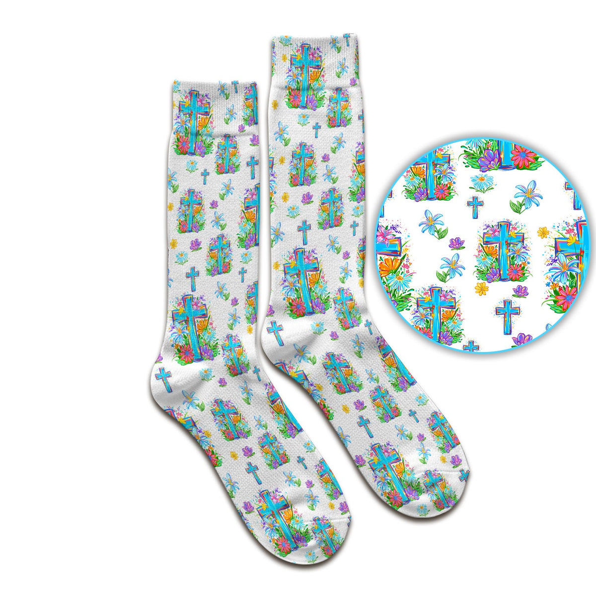 Christian Floral Cross Spring Nurse Socks