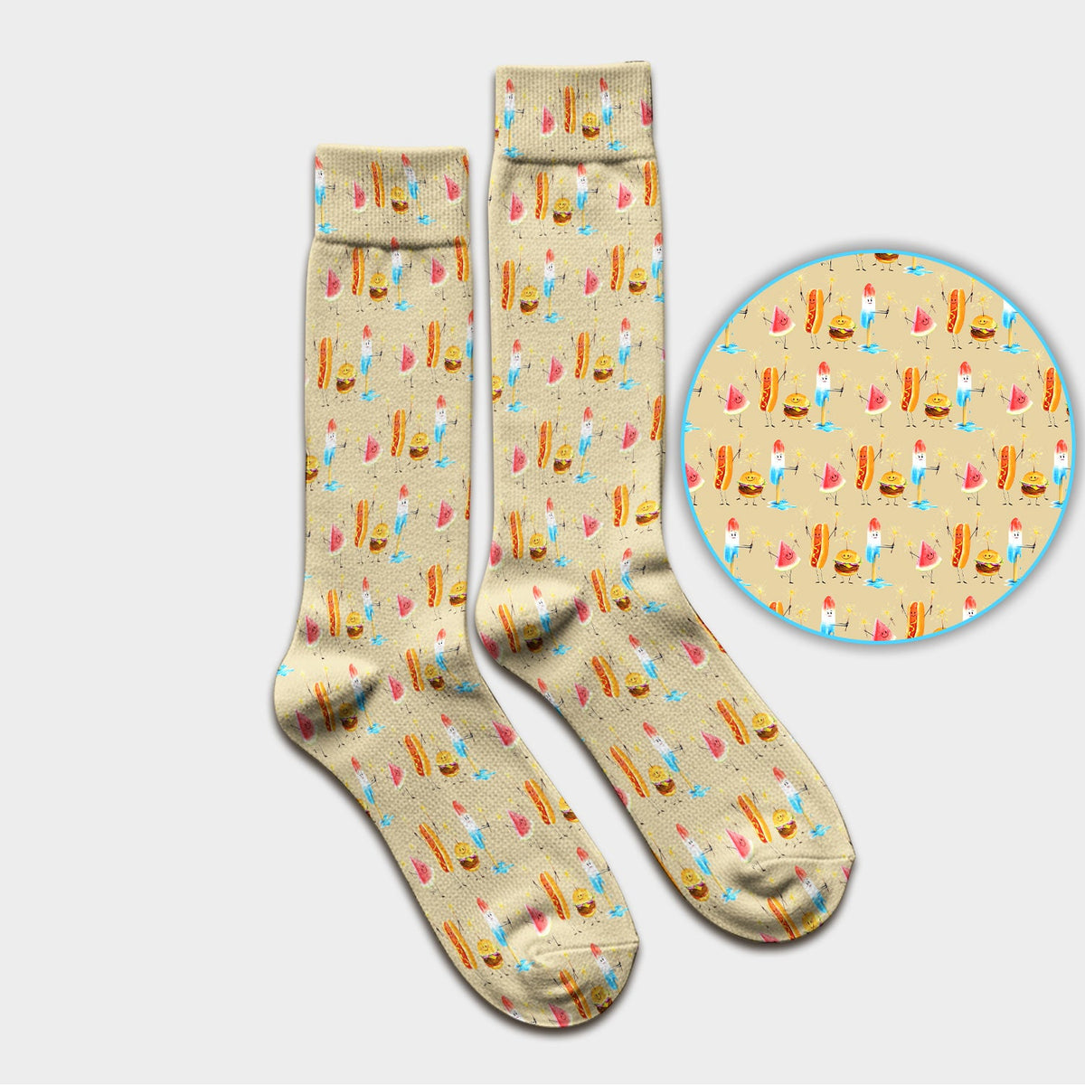 Summer Food Icons Nurse Socks