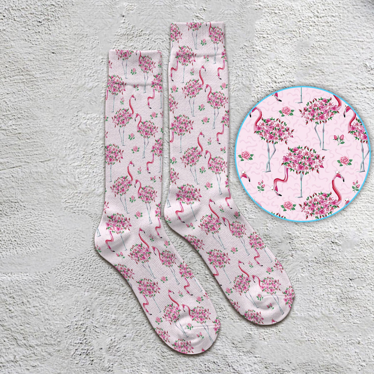 Pink Flamingo Floral Nurse Socks