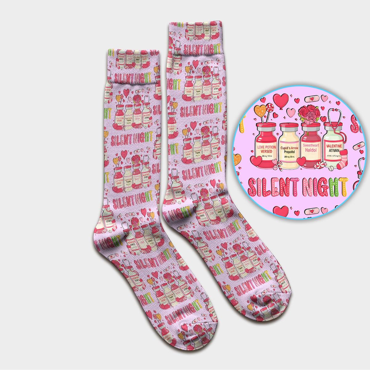 Valentine Silent Night Love Nurse Socks