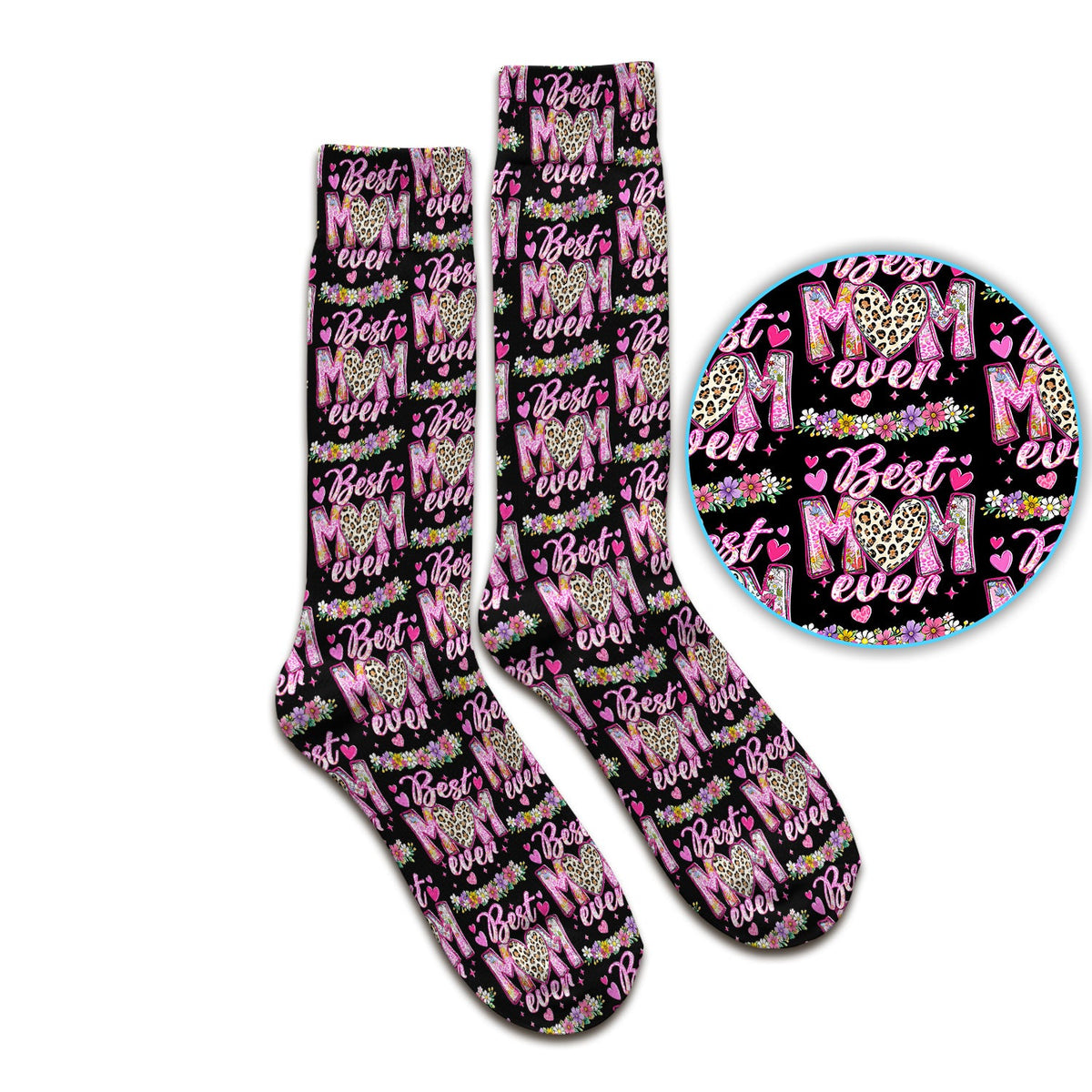 Best Mom Ever Leopard Heart Nurse Socks