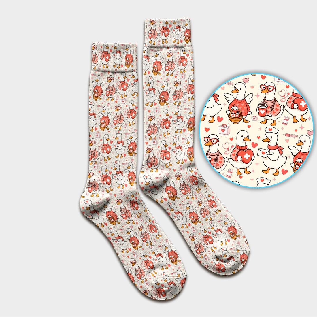 Valentine Goose Nurse Heart Socks