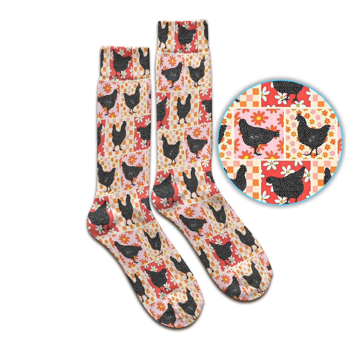 Chicken Patchwork Floral Nurse Socks