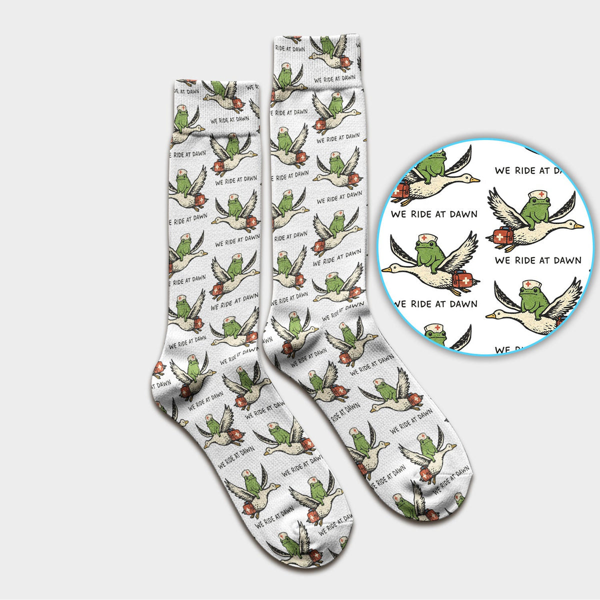 Frog Riding Goose Nurse Socks
