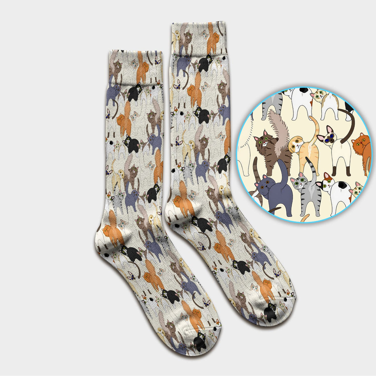 Whimsical Multicolor Cat Cartoon Nurse Socks