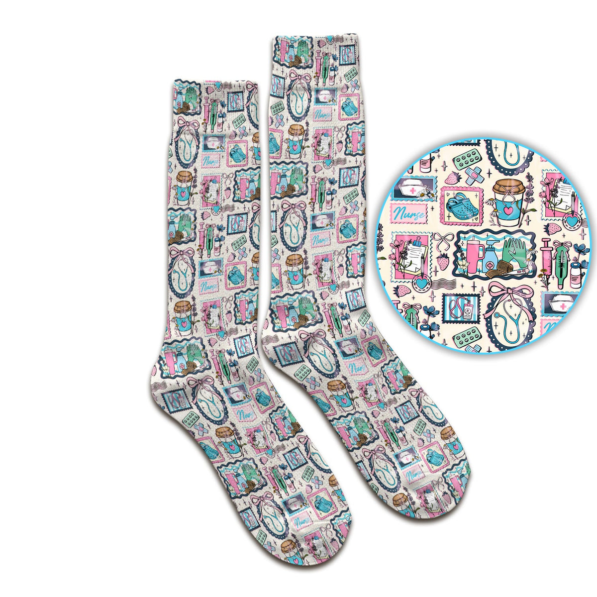 Stethoscope Syringe Frame Nurse Socks
