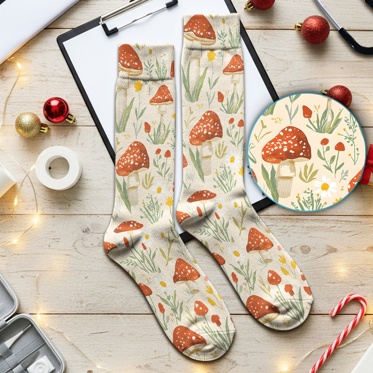 Mushroom Wildflower Nurse Socks