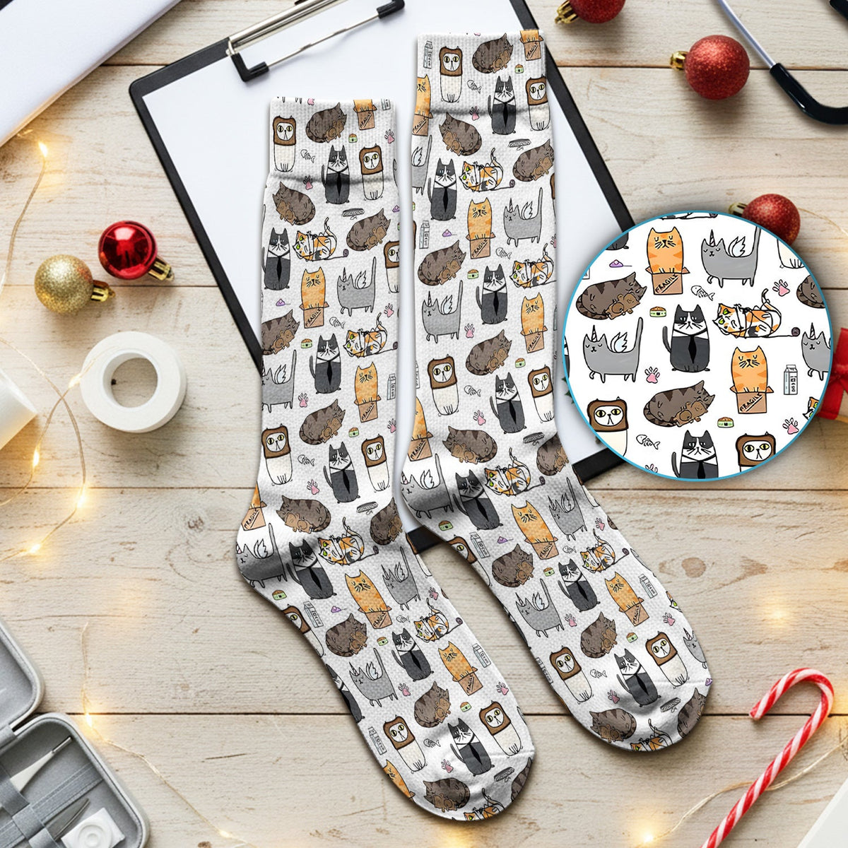 Lazy Cat Doodle Cozy Kitty Nurse Socks