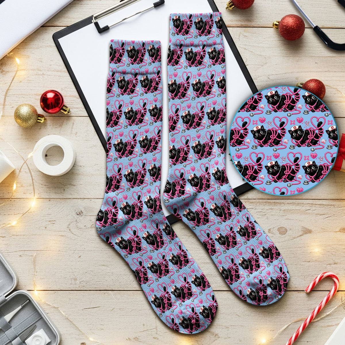 Valentine Cat Nurse Heart Socks