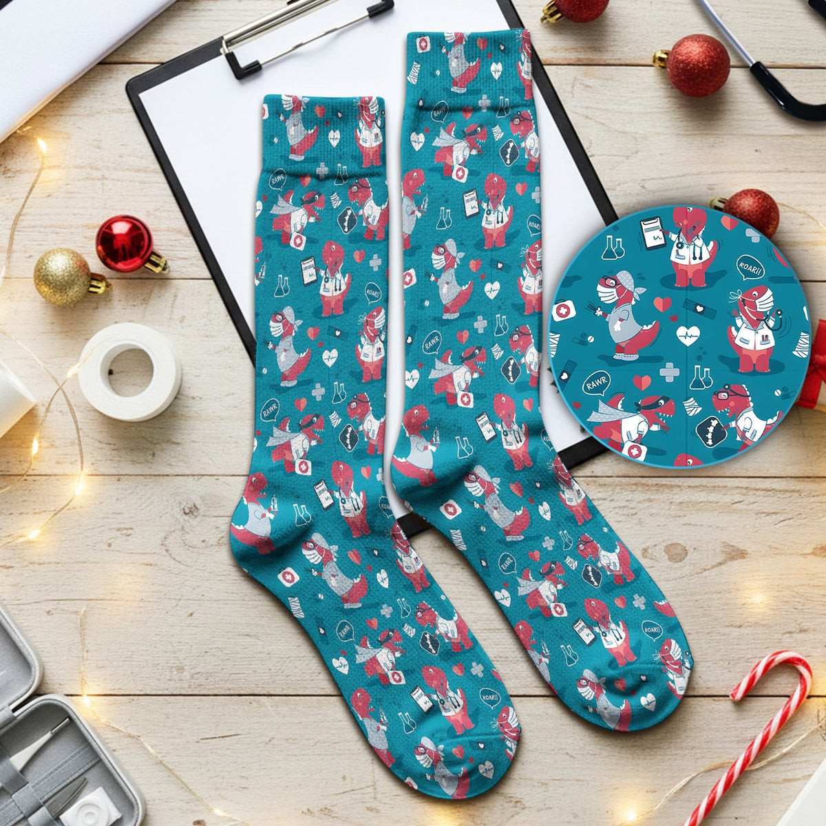 Dinosaur Doctor Nurse Socks