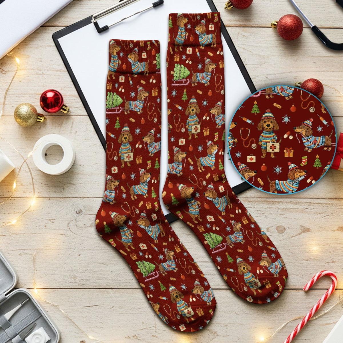 Dachshund 3D Knit Nurse Socks
