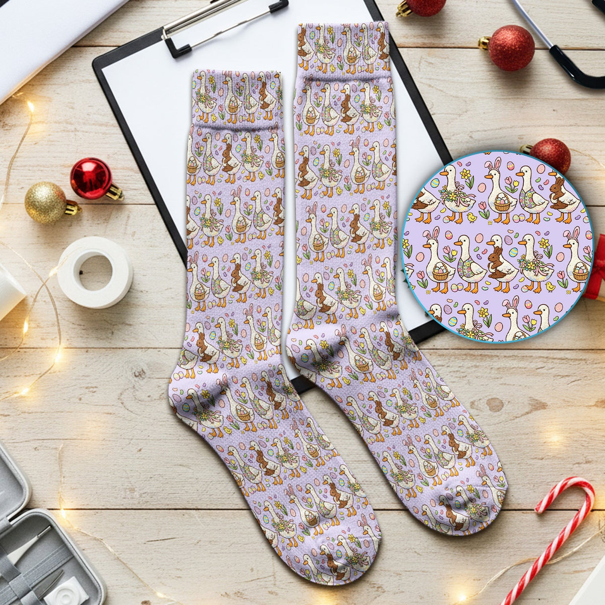 Duck Bunny Egg Floral Nurse Socks - Easter Gift