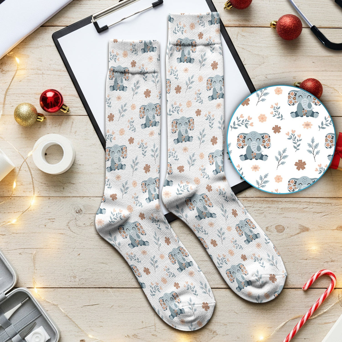 Elephant Floral Nurse Socks