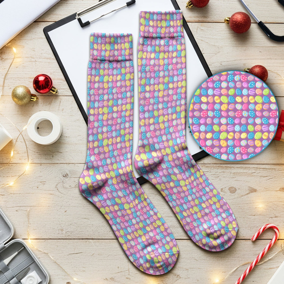 Colorful Easter Eggs Nurse Socks