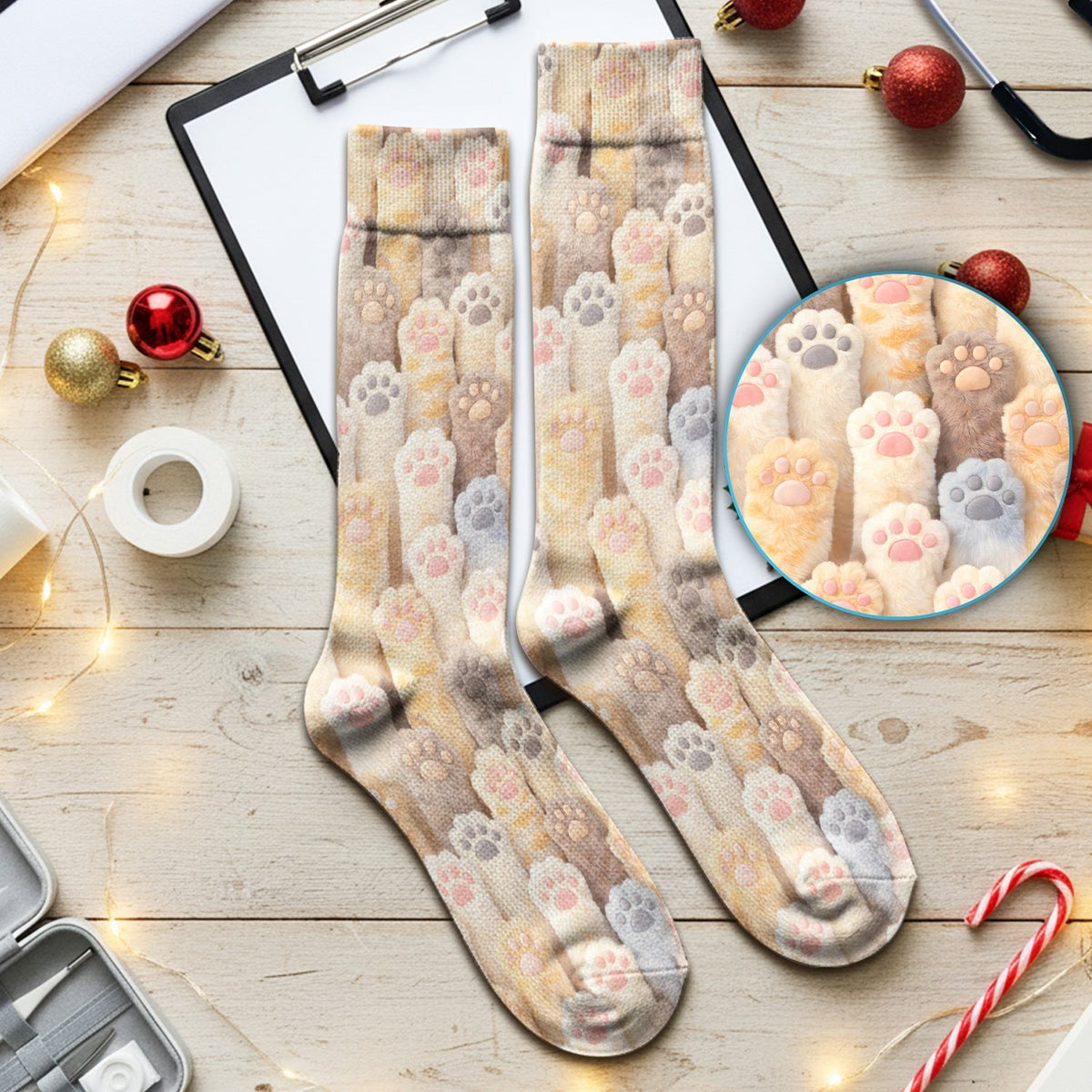 Fluffy Cat Paw Nurse Socks