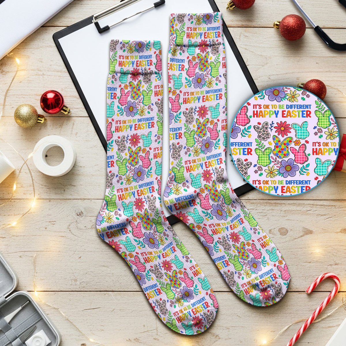 Bunny Floral Nurse Socks - Easter Gift