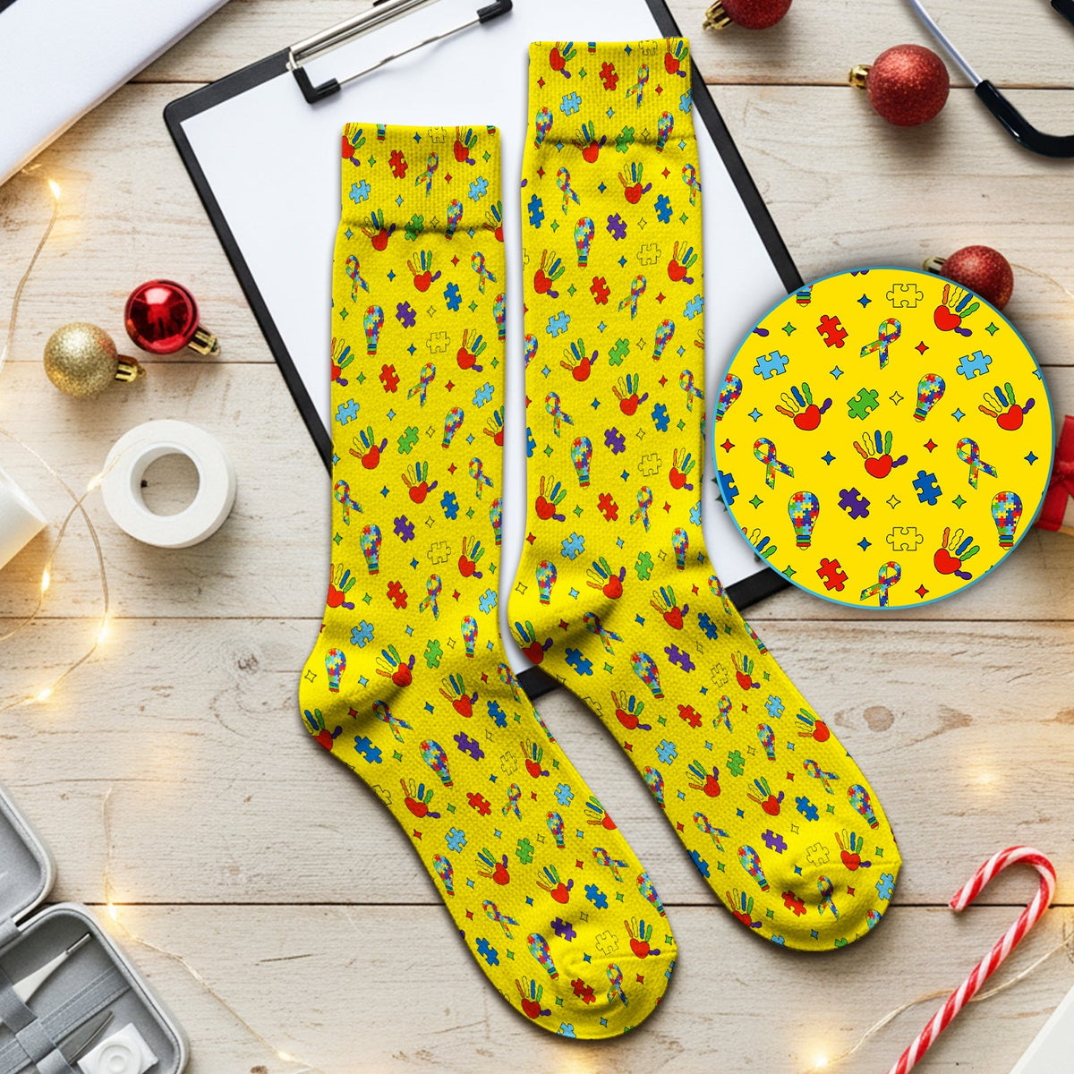 Autism Awareness Colorful Puzzle Nurse Socks