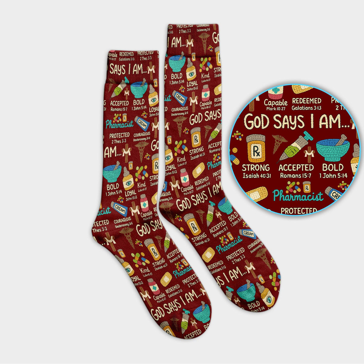God Says I Am Pharmacist Nurse Socks