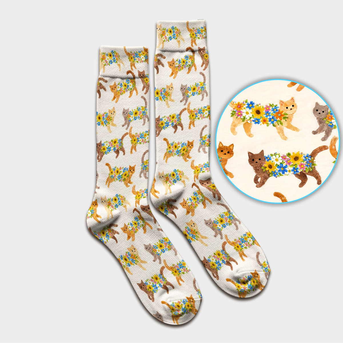 Flower Filled Cat Nurse Socks