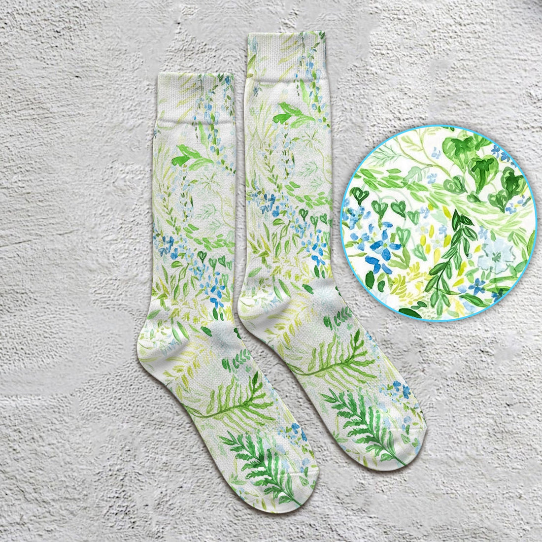 Green Botanical Floral Nurse Socks