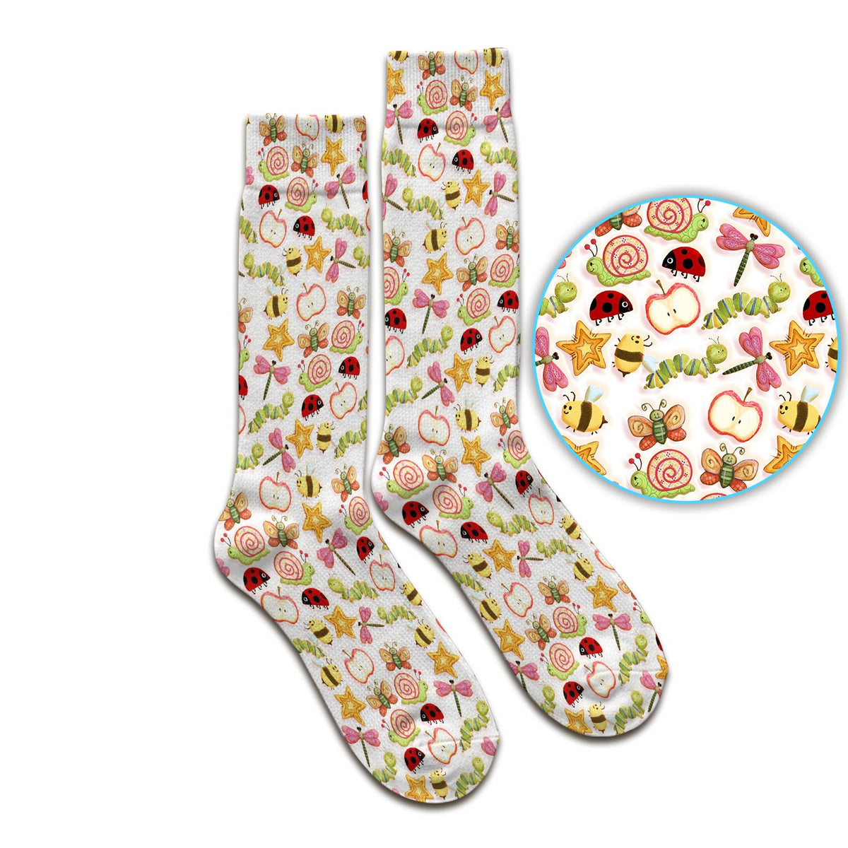 Snail Ladybug Caterpillar Apple Garden Nurse Socks
