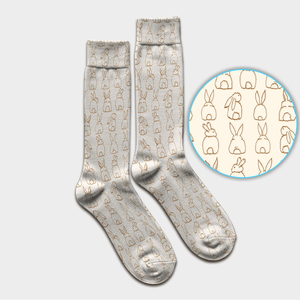 Cartoon Bunny Line Art Nurse Socks