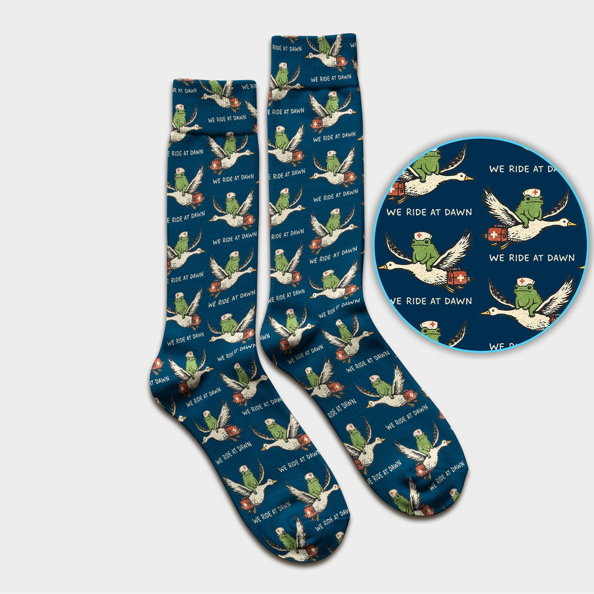 Frog Riding Goose Nurse Socks