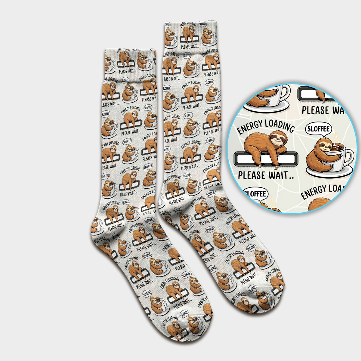 Sloth Coffee Energy Nurse Socks