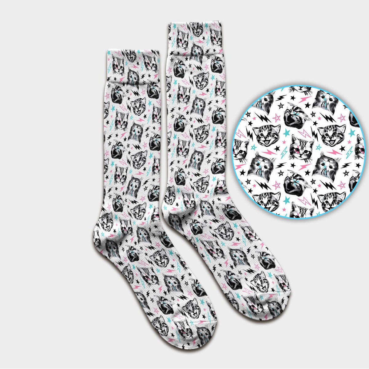 Cat Faces Lightning Nurse Socks