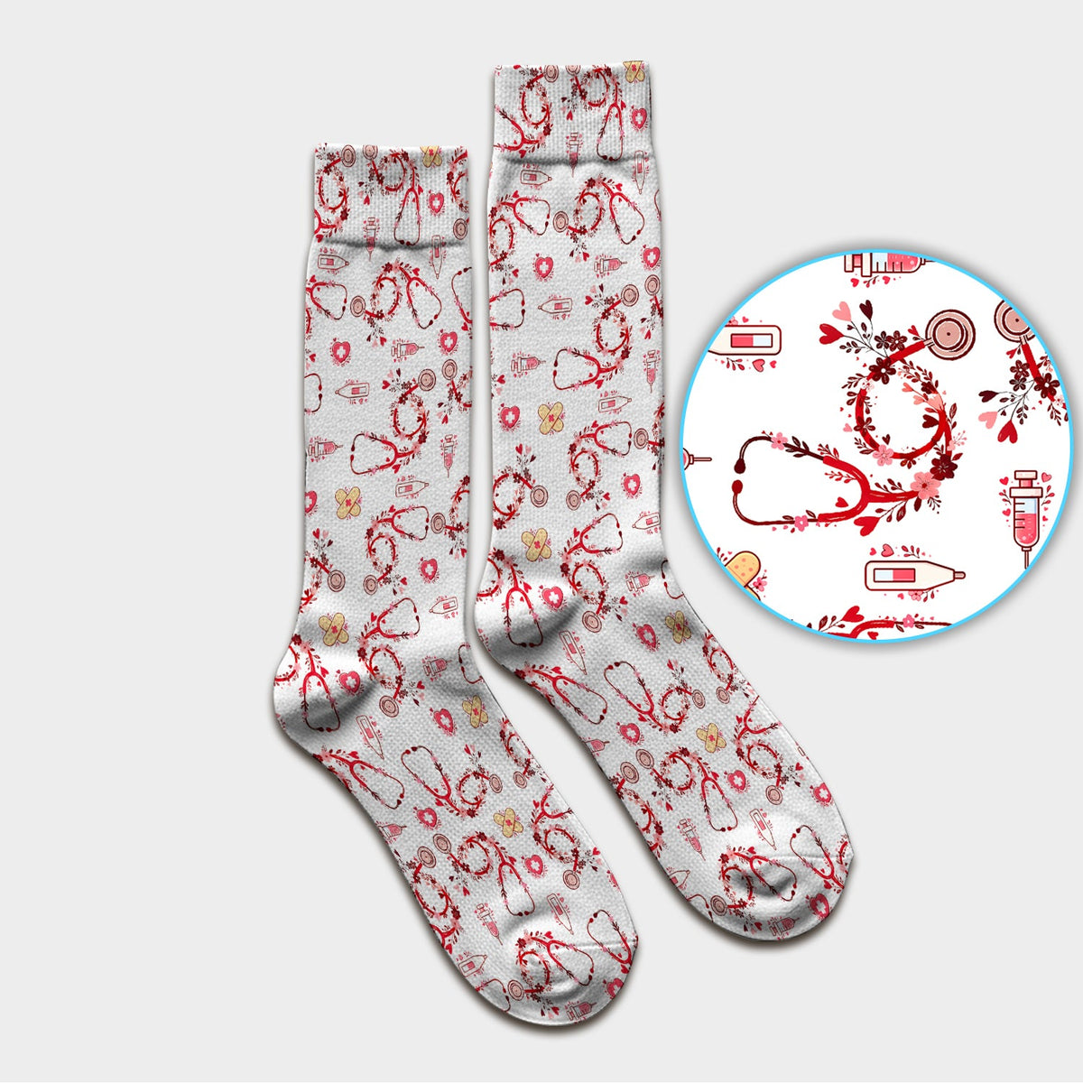 Heart Stethoscope Nurse Socks
