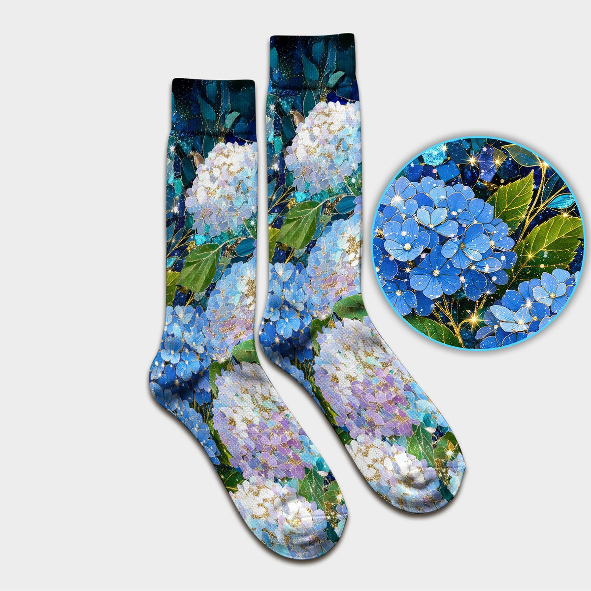 Blue Hydrangea Floral Nurse Socks