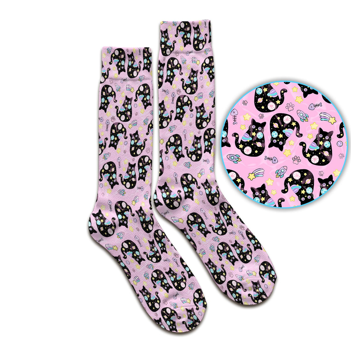 Galaxy Black Cat Space Nurse Socks