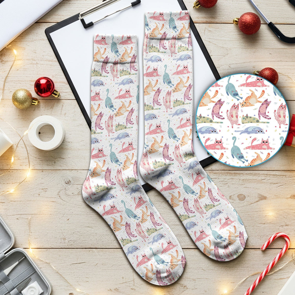 Pastel Cat Nurse Socks